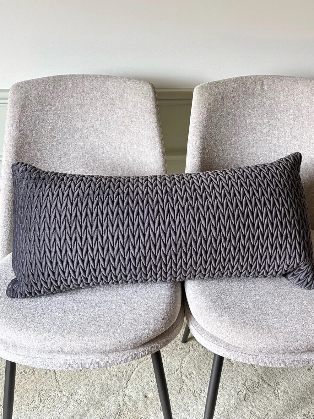 West Elm Velvet Texture Lumbar Pillow in Charcoal Gray